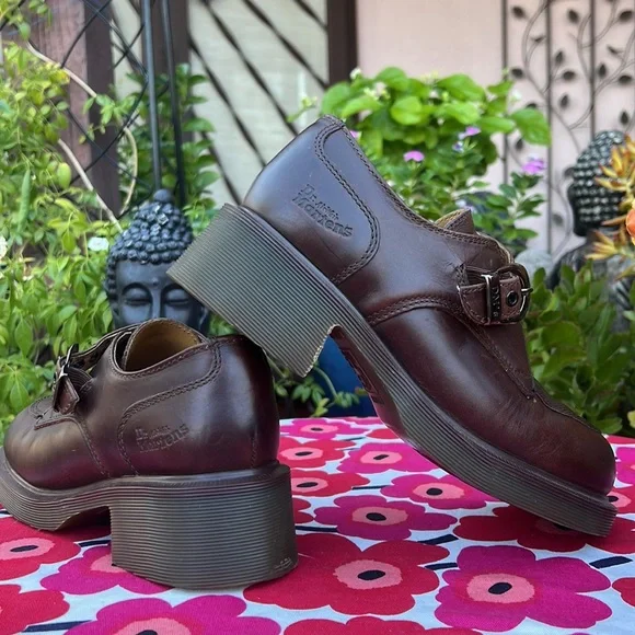 🏴󠁧󠁢󠁥󠁮󠁧󠁿 Vintage Dr. Martens MIE Chunky Heel Monk Strap Loafers UK 5 - Picture 4 of 16